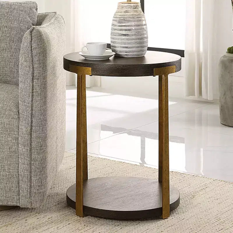 Table d'appoint ronde en bois de café 19" Uttermost Palisade