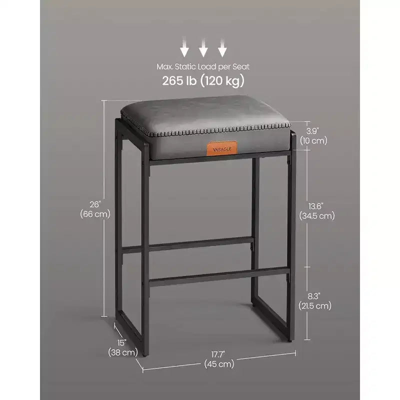 Collection EKHO - Lot de 2 tabourets de bar, hauteur comptoir, cuir synthétique avec surpiqûres