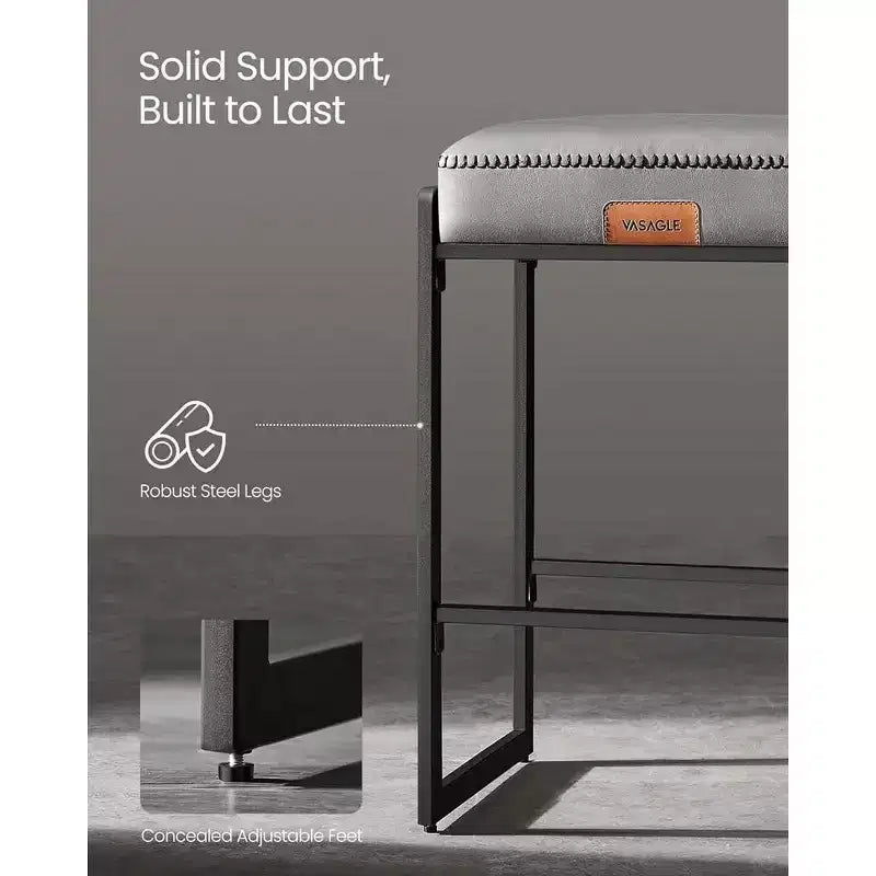 Collection EKHO - Lot de 2 tabourets de bar, hauteur comptoir, cuir synthétique avec surpiqûres