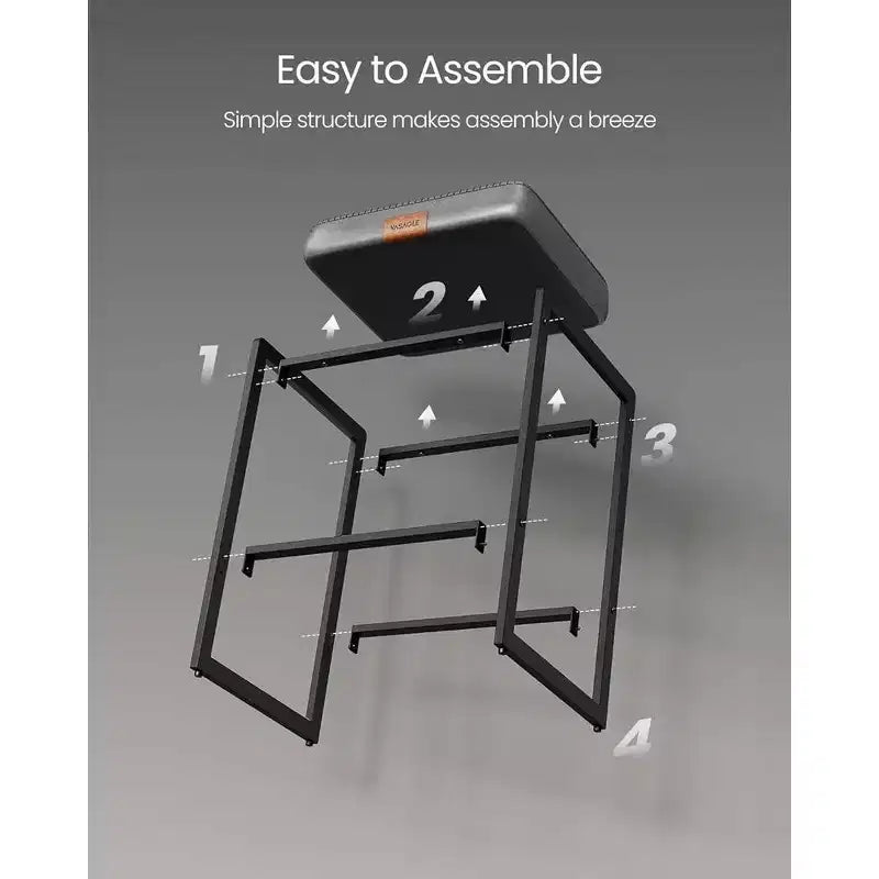Collection EKHO - Lot de 2 tabourets de bar, hauteur comptoir, cuir synthétique avec surpiqûres