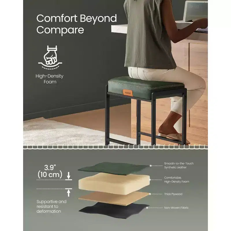Collection EKHO - Lot de 2 tabourets de bar, hauteur comptoir, cuir synthétique avec surpiqûres
