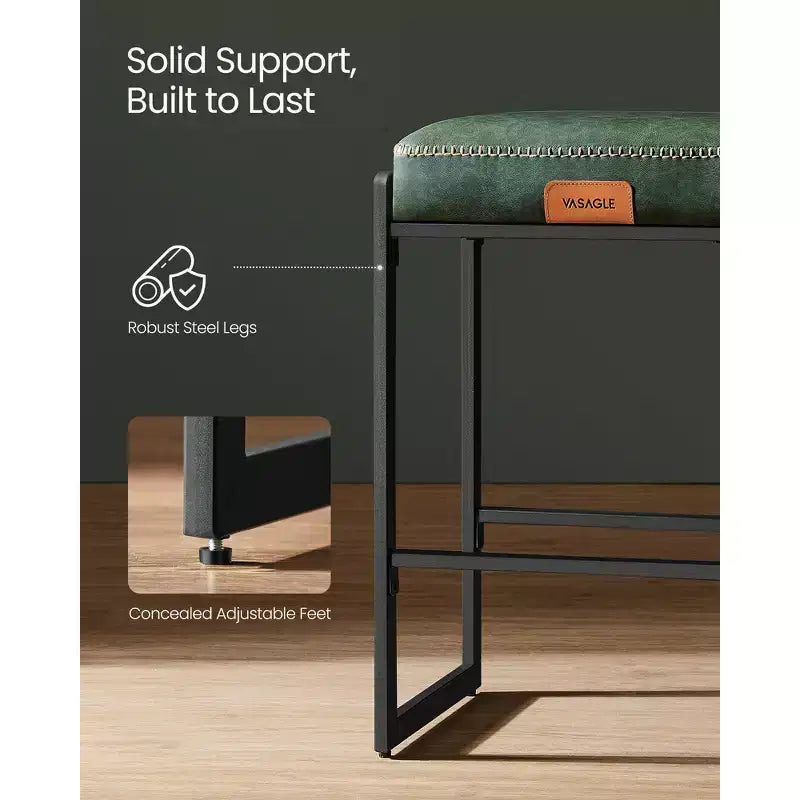 Collection EKHO - Lot de 2 tabourets de bar, hauteur comptoir, cuir synthétique avec surpiqûres