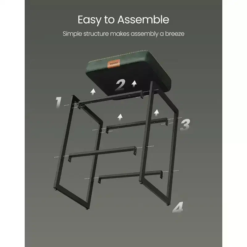 Collection EKHO - Lot de 2 tabourets de bar, hauteur comptoir, cuir synthétique avec surpiqûres
