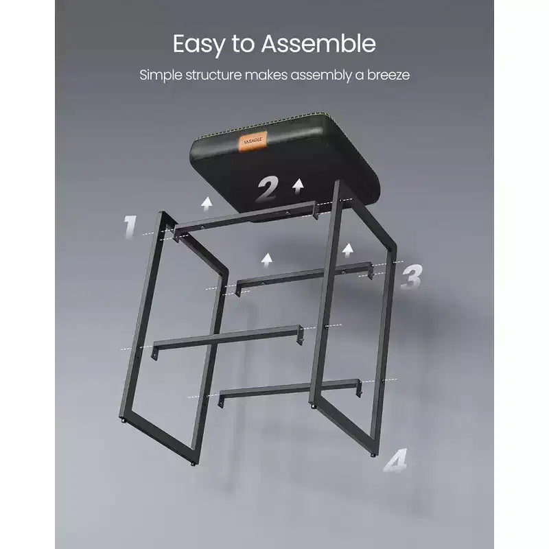 Collection EKHO - Lot de 2 tabourets de bar, hauteur comptoir, cuir synthétique avec surpiqûres