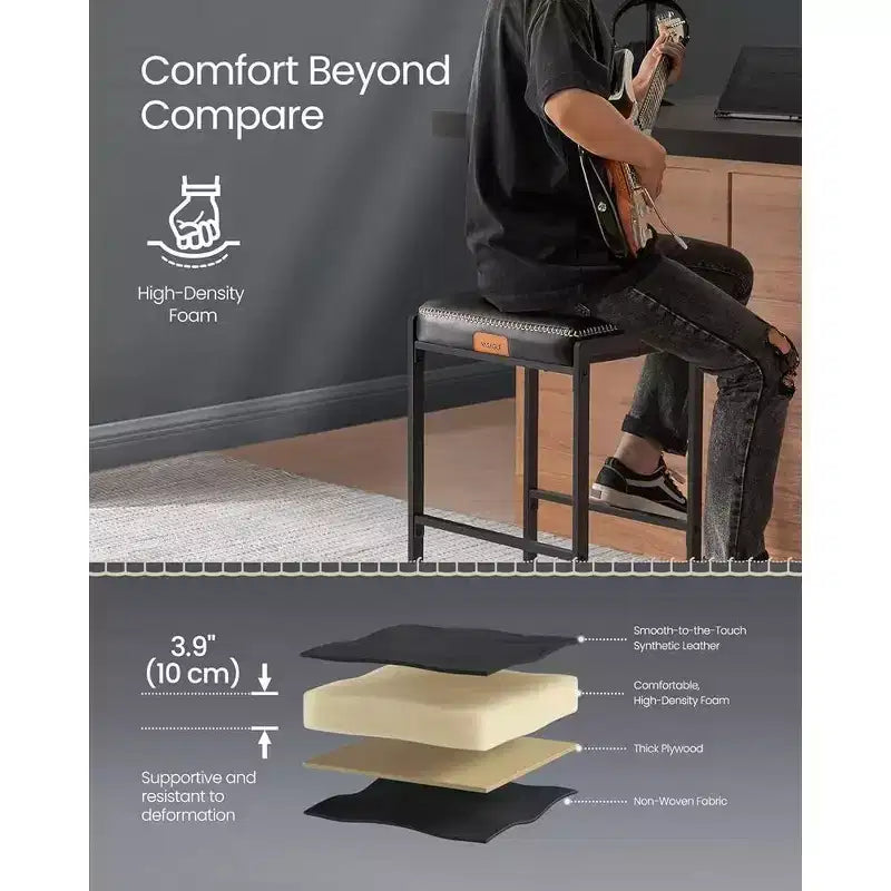 Collection EKHO - Lot de 2 tabourets de bar, hauteur comptoir, cuir synthétique avec surpiqûres