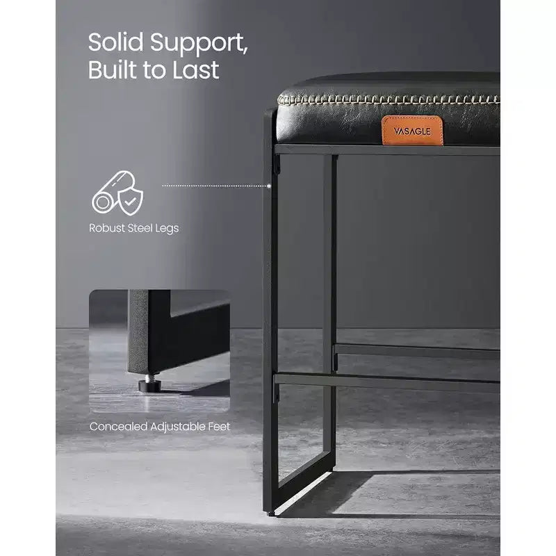 Collection EKHO - Lot de 2 tabourets de bar, hauteur comptoir, cuir synthétique avec surpiqûres