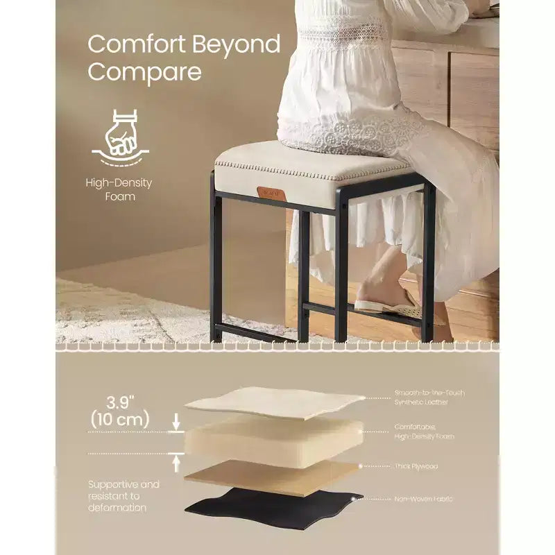 Collection EKHO - Lot de 2 tabourets de bar, hauteur comptoir, cuir synthétique avec surpiqûres