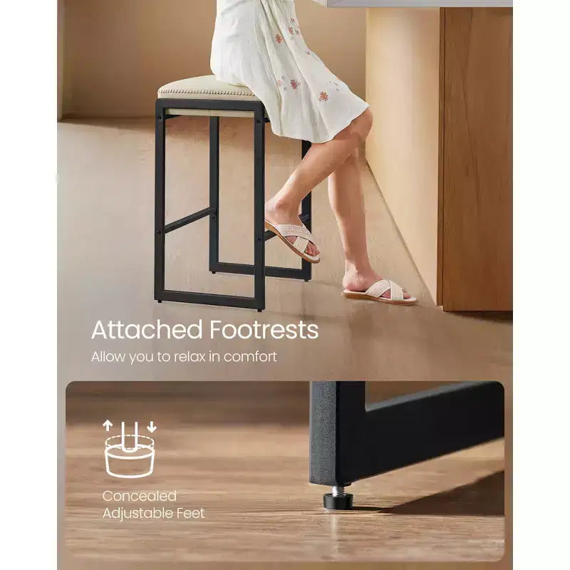 Collection EKHO - Lot de 2 tabourets de bar, hauteur comptoir, cuir synthétique avec surpiqûres