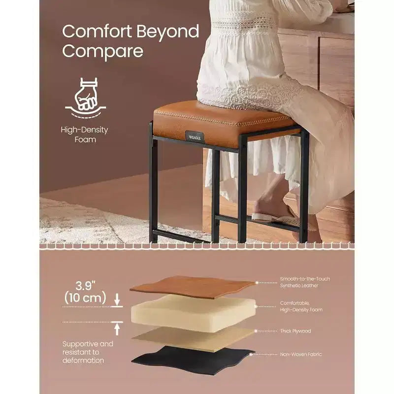 Collection EKHO - Lot de 2 tabourets de bar, hauteur comptoir, cuir synthétique avec surpiqûres