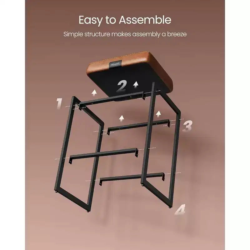 Collection EKHO - Lot de 2 tabourets de bar, hauteur comptoir, cuir synthétique avec surpiqûres