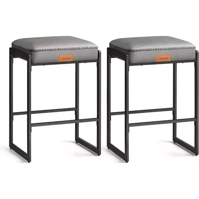 Collection EKHO - Lot de 2 tabourets de bar, hauteur comptoir, cuir synthétique avec surpiqûres