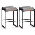 Collection EKHO - Lot de 2 tabourets de bar, hauteur comptoir, cuir synthétique avec surpiqûres