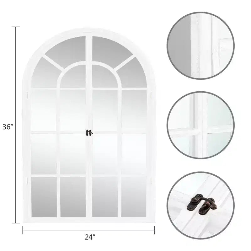 Dovelina Miroir mural décoratif à cadre en bois arqué 36H x 24W pour salon, salle à manger, chambre et entrée