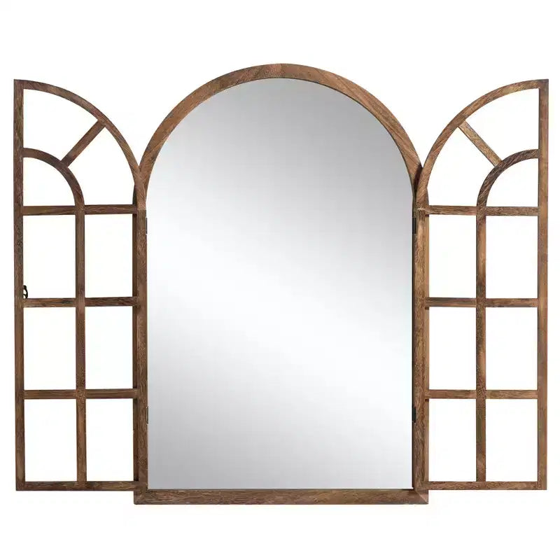 Dovelina Miroir mural décoratif à cadre en bois arqué 36H x 24W pour salon, salle à manger, chambre et entrée