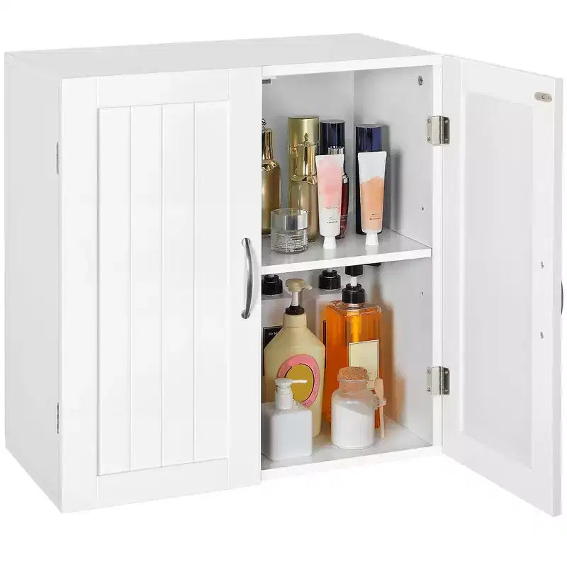 Yaheetech Wall Mount Cabinet Storage Organizer with Adjustable Shelf, White