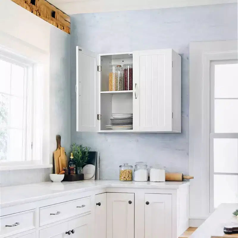 Meuble de Rangement Mural Yaheetech avec Étagère Réglable, Blanc