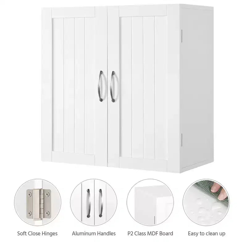Meuble de Rangement Mural Yaheetech avec Étagère Réglable, Blanc