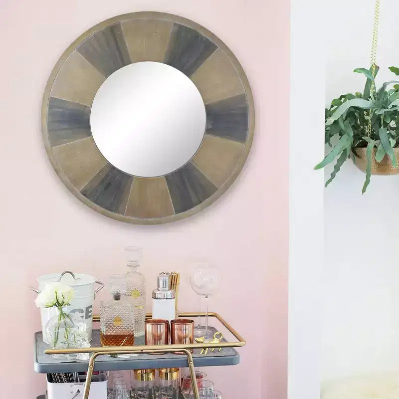 Miroir rustique rond de 27 pouces - Collection Stonebriar