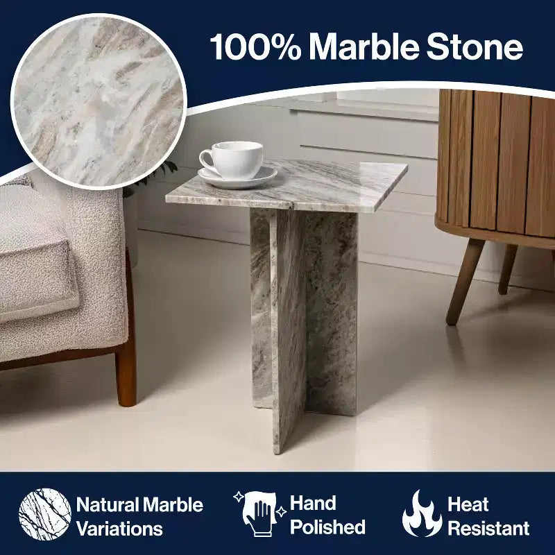Table d'appoint en forme de T faite à la main en marbre naturel contemporain JONATHAN Y Cecil 18.5