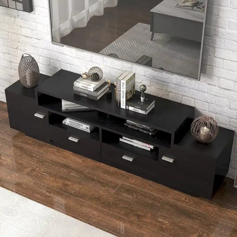 Meuble TV en bois à 2 tiroirs Peyson Contemporary 70 po par Furniture of America