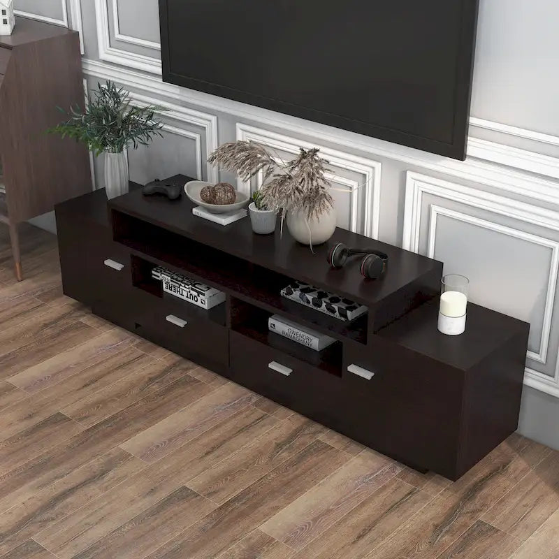 Meuble TV en bois à 2 tiroirs Peyson Contemporary 70 po par Furniture of America