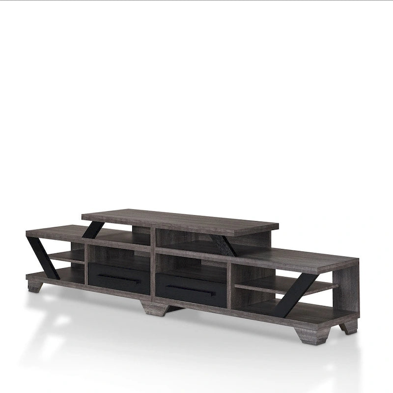 Mezu Gris Contemporain Meuble TV 80 pouces 8 Étagères Furniture of America