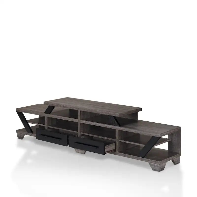 Mezu Gris Contemporain Meuble TV 80 pouces 8 Étagères Furniture of America