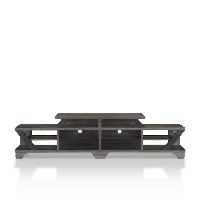Mezu Gris Contemporain Meuble TV 80 pouces 8 Étagères Furniture of America