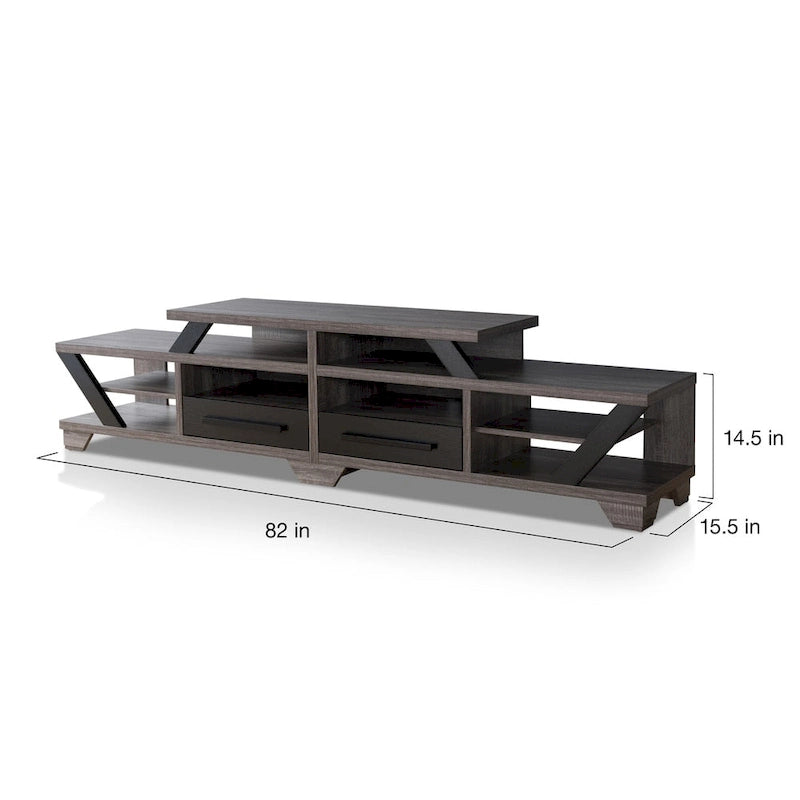 Mezu Gris Contemporain Meuble TV 80 pouces 8 Étagères Furniture of America