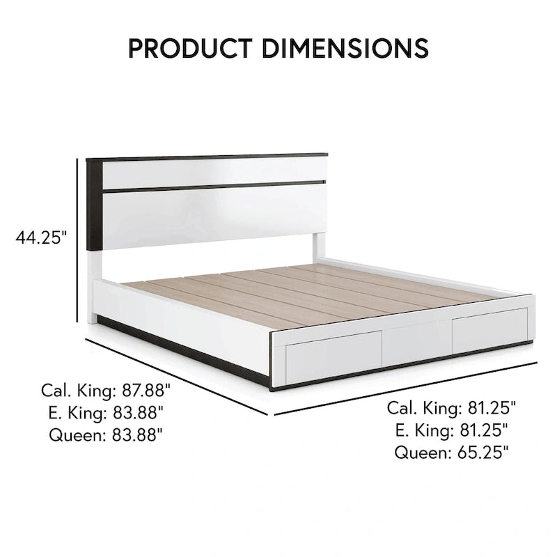 Ensemble de chambre à coucher 6 pièces Conjira blanc moderne en bois avec plateforme de rangement et ports USB par Furniture of America