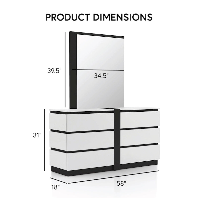 Ensemble de chambre à coucher 6 pièces Conjira blanc moderne en bois avec plateforme de rangement et ports USB par Furniture of America