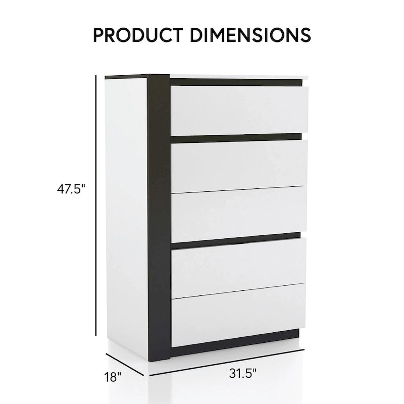 Ensemble de chambre à coucher 6 pièces Conjira blanc moderne en bois avec plateforme de rangement et ports USB par Furniture of America