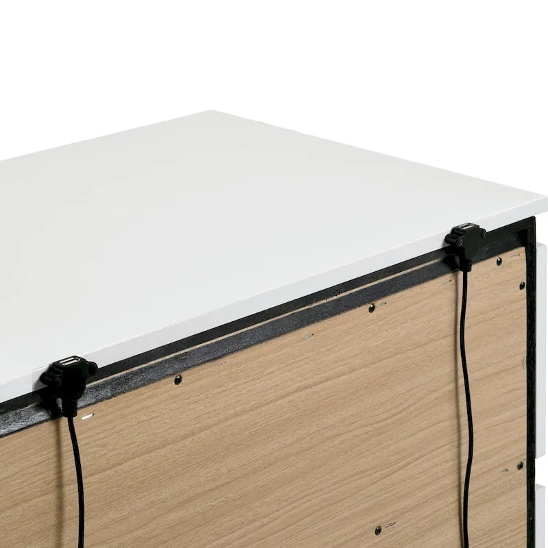 Ensemble de chambre à coucher 6 pièces Conjira blanc moderne en bois avec plateforme de rangement et ports USB par Furniture of America