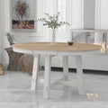 Table de salle à manger ronde extensible TREXM Farmhouse avec plateau en bois de 16 feuilles