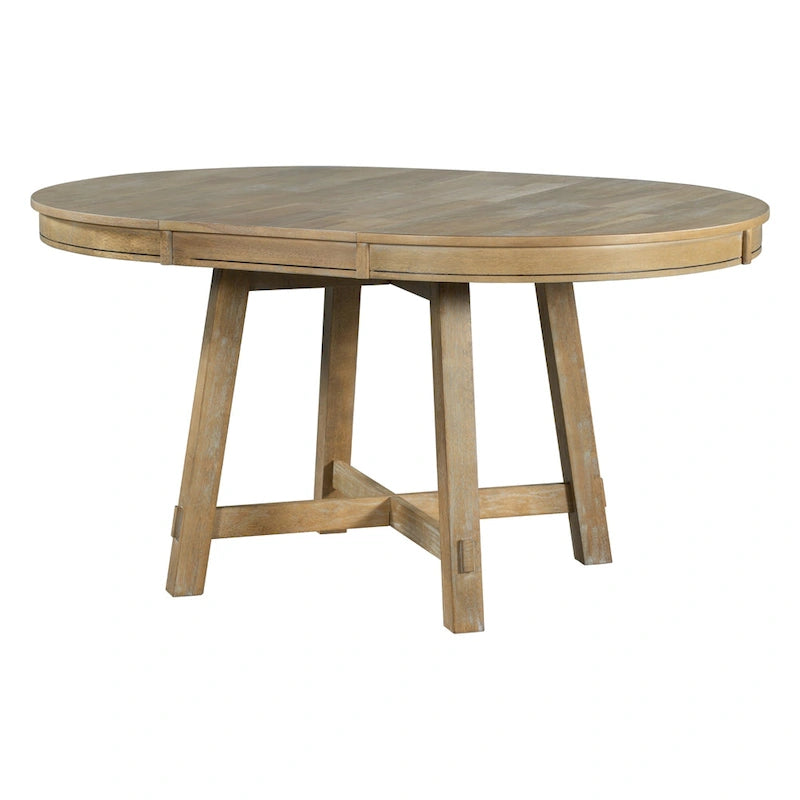 Table de salle à manger ronde extensible TREXM Farmhouse avec plateau en bois de 16 feuilles