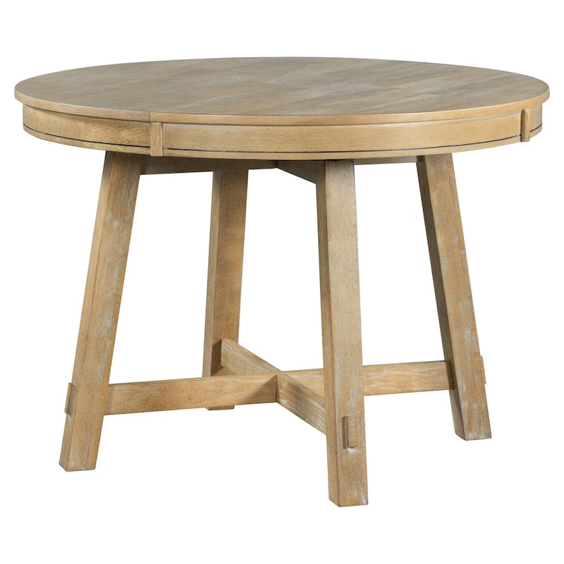 Table de salle à manger ronde extensible TREXM Farmhouse avec plateau en bois de 16 feuilles