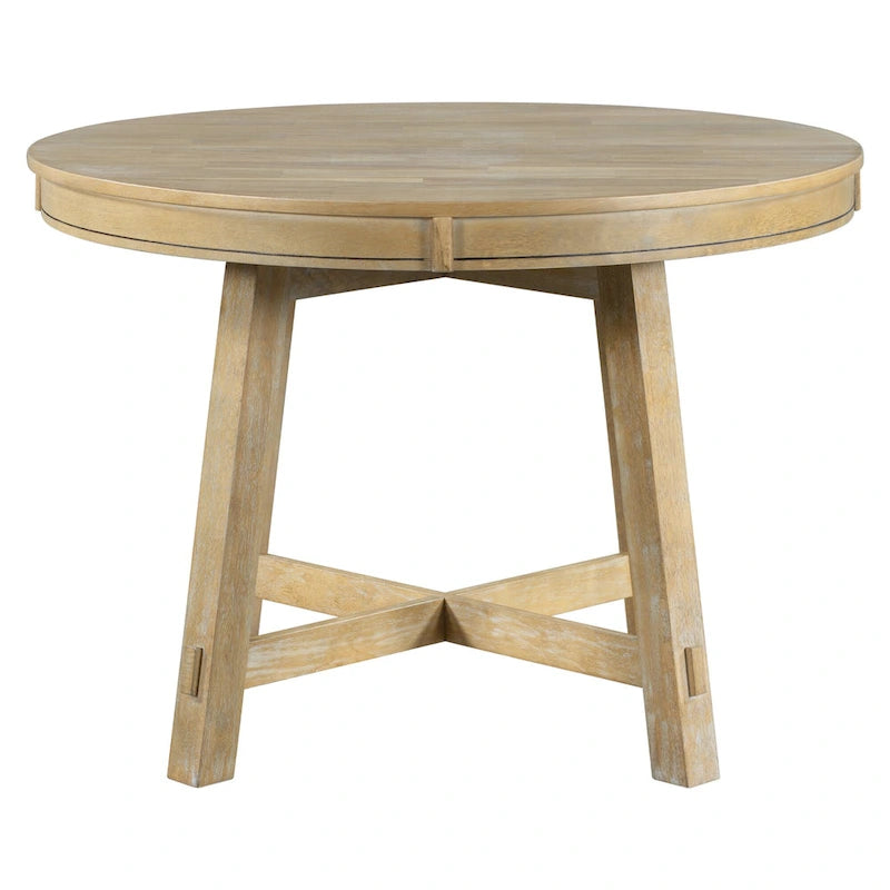 Table de salle à manger ronde extensible TREXM Farmhouse avec plateau en bois de 16 feuilles