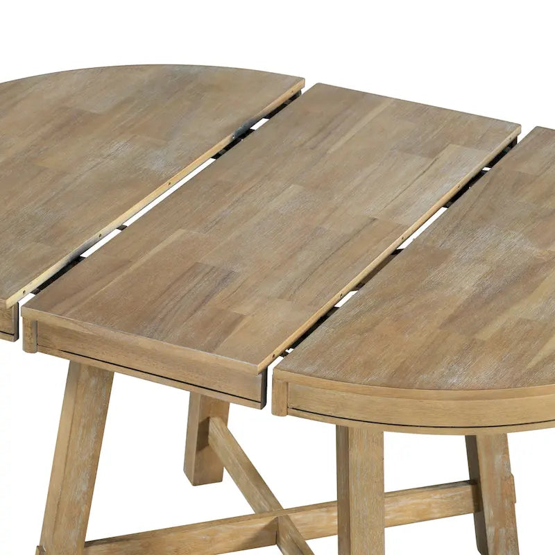 Table de salle à manger ronde extensible TREXM Farmhouse avec plateau en bois de 16 feuilles