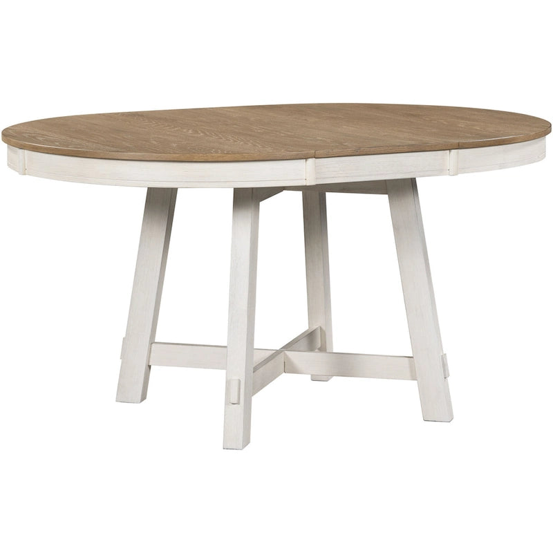 Table de salle à manger ronde extensible TREXM Farmhouse avec plateau en bois de 16 feuilles