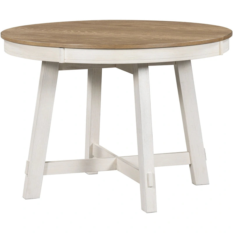 Table de salle à manger ronde extensible TREXM Farmhouse avec plateau en bois de 16 feuilles