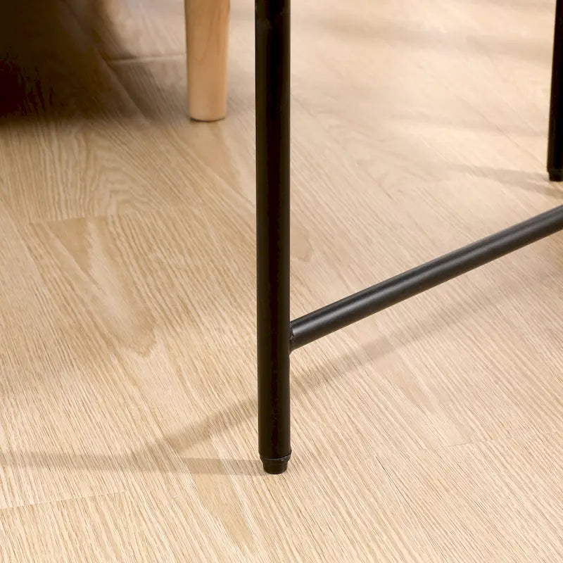 Table d'appoint noire à 2 niveaux avec rangement, table de canapé pour salon, cadre en métal et plateau en bois