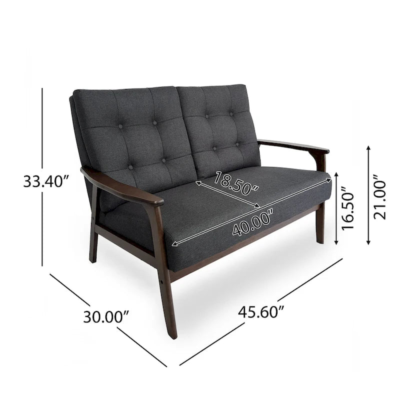Ensemble de canapé 2 pièces en tissu Aries Mid-century par Christopher Knight Home