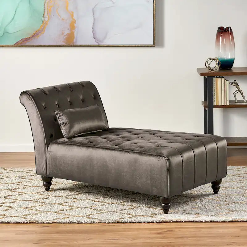 Rubie, méridienne en velours capitonné de style glamour moderne par Christopher Knight Home