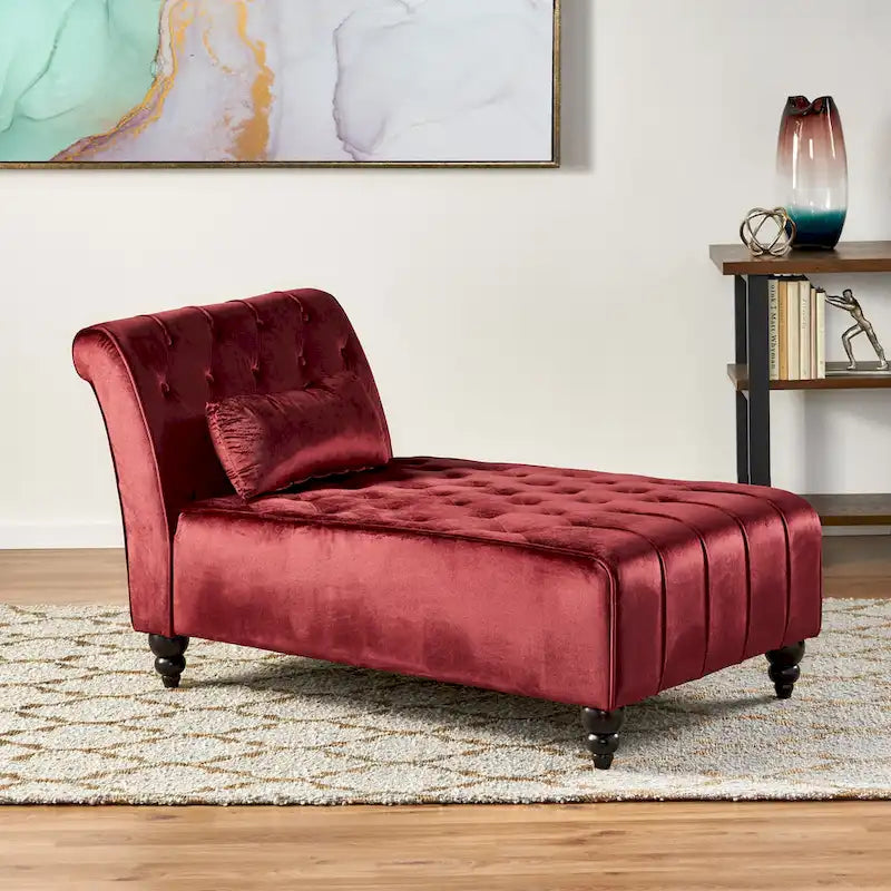 Rubie, méridienne en velours capitonné de style glamour moderne par Christopher Knight Home