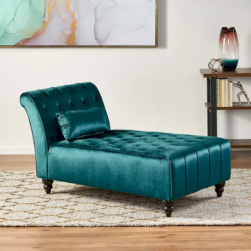 Rubie, méridienne en velours capitonné de style glamour moderne par Christopher Knight Home