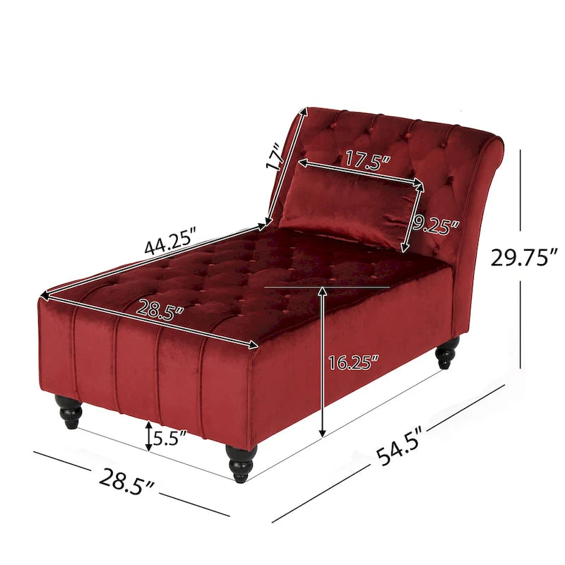 Rubie, méridienne en velours capitonné de style glamour moderne par Christopher Knight Home
