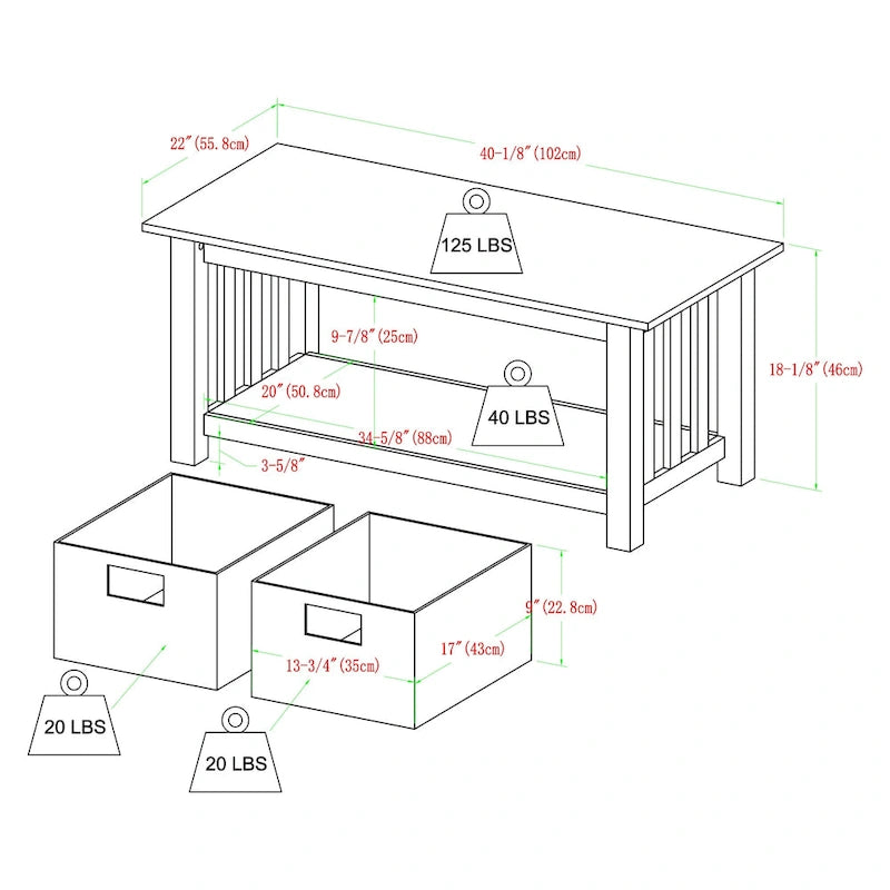 Table basse de style mission Middlebrook Designs de 40 pouces