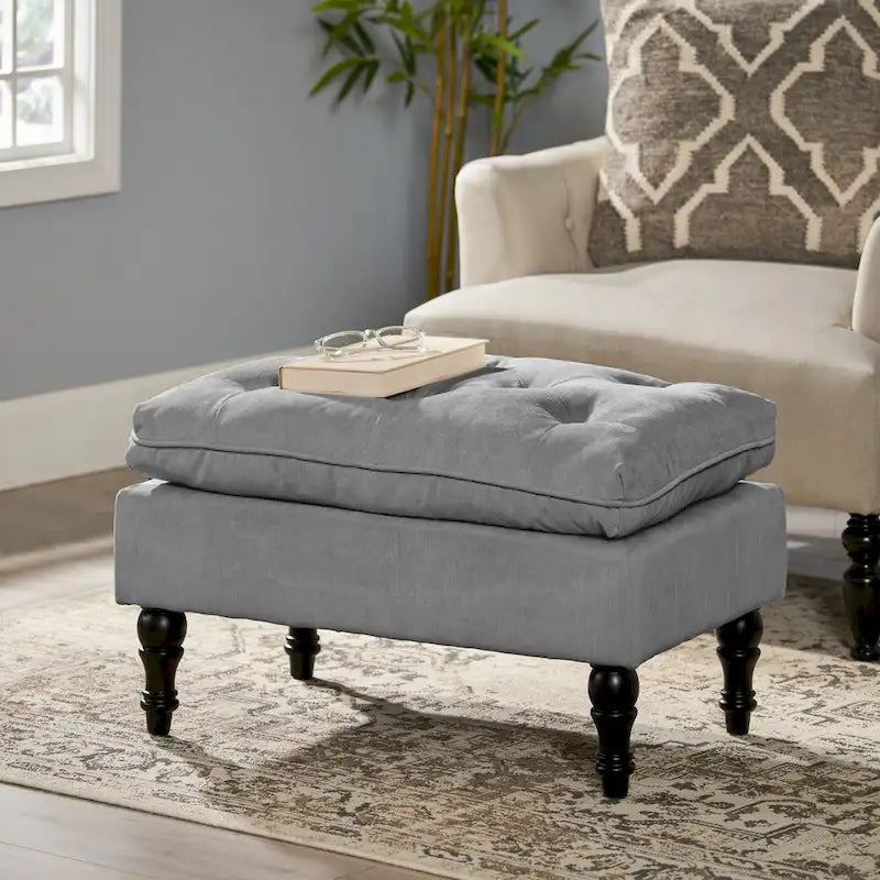 Pouf ottoman moderne touffeté en tissu et à plateau coussiné Jeremy de Christopher Knight Home