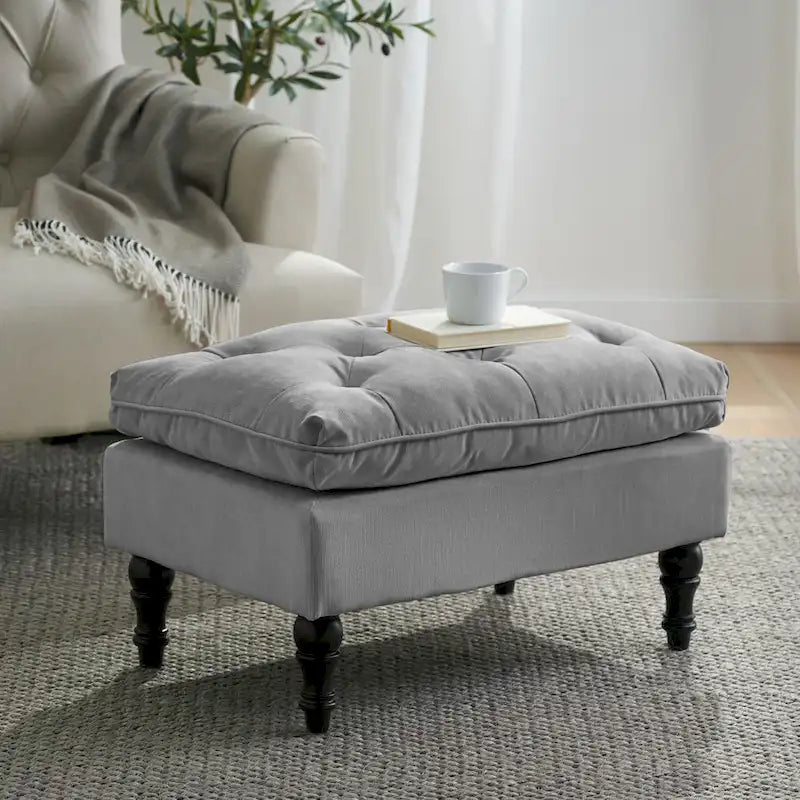 Pouf ottoman moderne touffeté en tissu et à plateau coussiné Jeremy de Christopher Knight Home