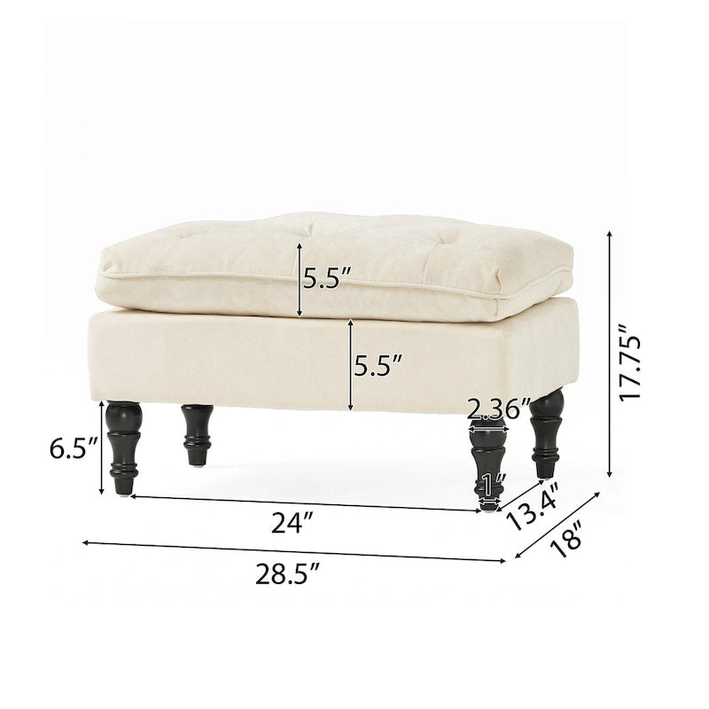 Pouf ottoman moderne touffeté en tissu et à plateau coussiné Jeremy de Christopher Knight Home